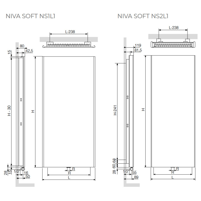 Radiadores multiline, VASCO NIVA SOFT NS1L1 / NS2L1-TERADNIV02_05