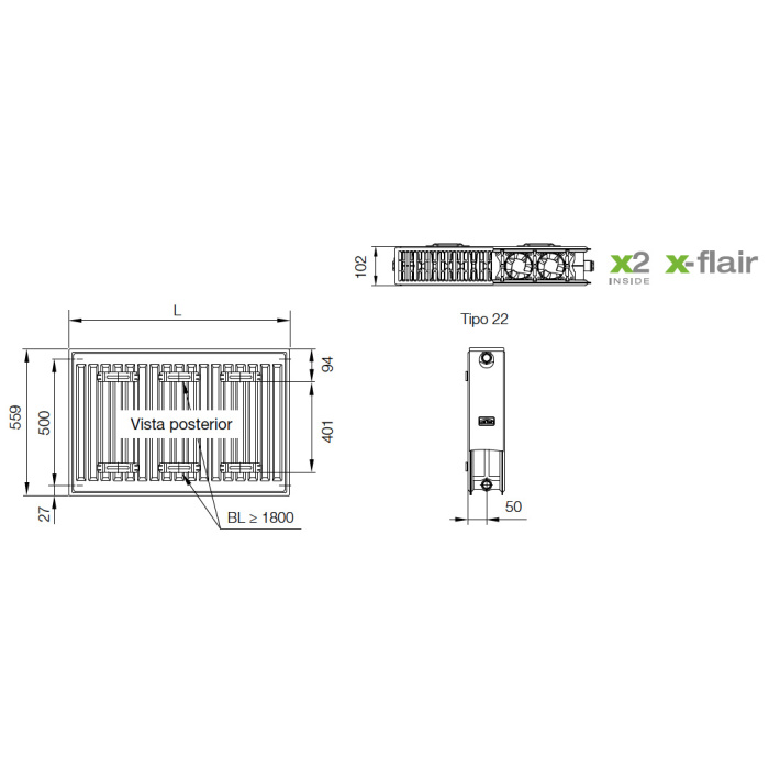 Radiadores para baja temperatura, KERMI X-FLAIR PLAN-K PK02L-TERADXFL01_03