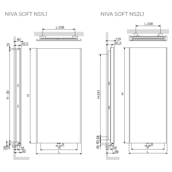 Radiadores multiline, VASCO NIVA SOFT NS1L1 / NS2L1-TERADNIV02_05