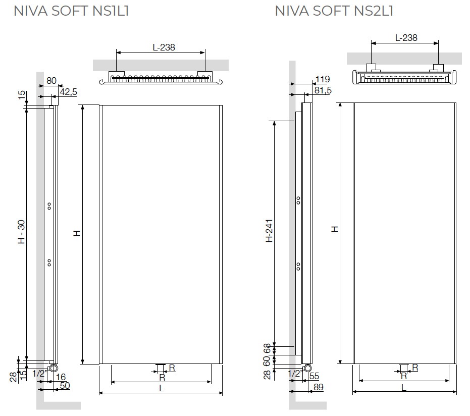 Radiadores multiline, VASCO NIVA SOFT NS1L1 / NS2L1-TERADNIV02_05